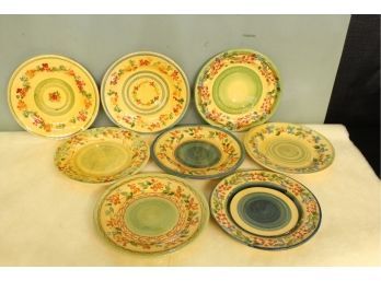 Terre E Provence French Pottery 8 Plates 9'. Each Piece Is Individually Handcrafted.