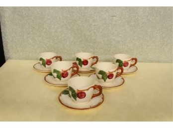 6 Matching Cups And Saucers Franciscan Ware Apple Pattern No Chips, No Cracks, No Stains, No Blemishes