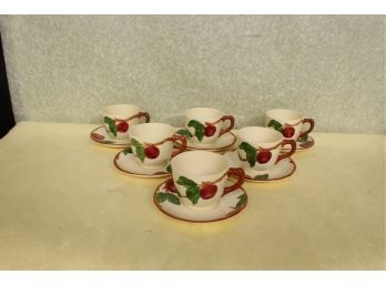 6 Matching Cups And Saucers Franciscan Ware Apple Pattern No Chips, No Cracks, No Stains, No Blemishes