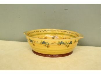 Terre E Provence French Pottery Serving Bowl With Handles And Pedestal 10 3/4' Wide 3 3/8' Tall.  Handcrafted