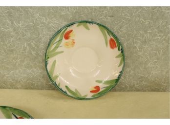 3 Matching Saucer Plates Franciscan Ware Tulip Pattern  No Chips, No Cracks, No Stains, No Blemishes