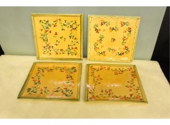 Terre E Provence French Pottery 4 Dinner Plates 11 1/4'x 11 1/4'. Each Piece Is Individually Handcrafted.