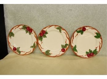 3 Matching Plates Franciscan Ware Apple Pattern 10 5/8'  No Chips, No Cracks, No Stains, No Blemishes