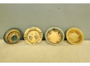 Terre E Provence French Pottery 4 Bowls 6 1/2' Wide X 2 1/4' Tall. Each Piece Is Individually Handcrafted.