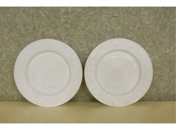 Anchor Hocking Vitrock Flower Trim White Milk Glass 2 Saucers