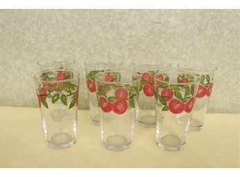 7 Large Drinking Glasses 3 3/8' Wide, 6' Tall Franciscan Ware Apple Pattern  No Chips, No Cracks, No Stains, N