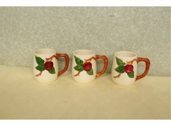 2 Matching Mugs 3' Opening 4' Tall Very Hard To Find Franciscan Ware Apple Pattern