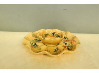 Terre E Provence French Pottery Hors D'oeuvres Set 2 Pieces 12' Wide 3 1/2' Tall. Handcrafted.