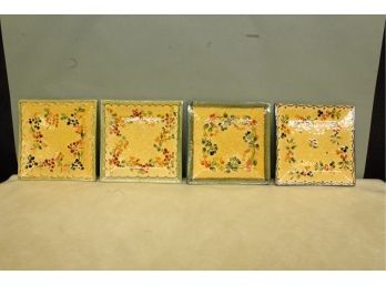 Terre E Provence French Pottery 4 Salad Plates 8 1/4'x 8 1/4'. Each Piece Is Individually Handcrafted.