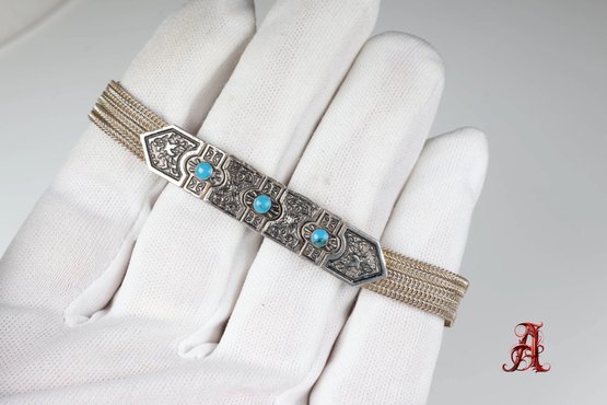 STERLING SILVER 925 TURQUOISE Bracelet Turkey