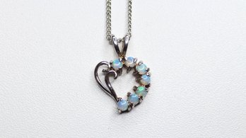 Natural Australian Opal Necklace Pendant 925 Sterling Silver