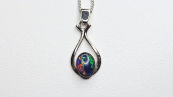 Australian Opal Triplet Necklace Pendant Sterling Silver 925