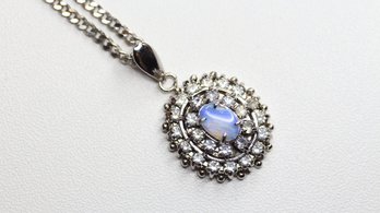 Australian Opal Necklace Pendant Sterling Silver 925 Chain Cz