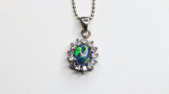 Australian Opal Triplet Necklace Pendant Sterling Silver 925 Chain