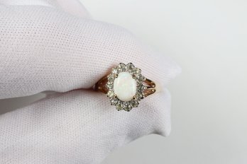 18k Electroplated Opal Ring Cz