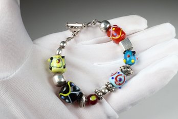 Silpada Sterling Silver 925 Art Glass Bead Bracelet