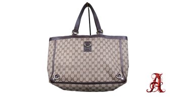 GUCCI Monogram Large Abbey Tote Dark Brown Purse Handbag Authentic