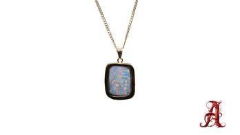 OPAL PENDANT 14K SOLID YELLOW GOLD 6.04 GRAMS, 18.5 INCHES NECKLACE CHAIN FINE JEWELRY