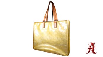 LOUIS VUITTON Yellow Gold Monogram Vernis Columbus Bag Authentic Purse Handbag Shoulder