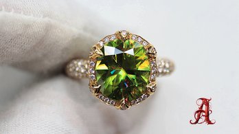 Kat Florence Natural Sphene Diamond  18k Gold Ring 6.46ctw, 6.7 Grams Gemstone Jewelry Diamonds