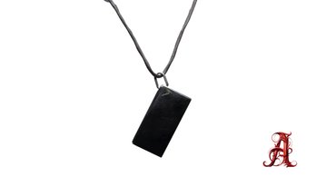 HERMES NECKLACE SYMBOL Leather Black Silver DOG TAG Used Authentic Choker