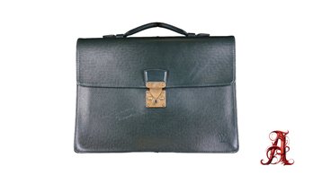 Louis Vuitton Business Bag Brief Case Tiaga Epi Leather Authentic Green