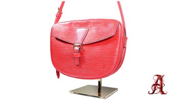 LOUIS VUITTON Jeune Fille MM Red Epi Leather Crossbody Shoulder Bag Purse