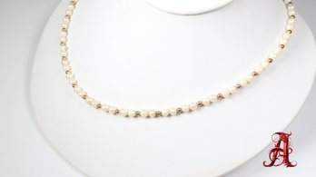 14k Gold Pearl Necklace 18.4 Grams 20 Inches Natural Gemstone Jewelry