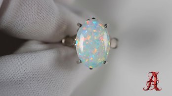 Platinum, Opal Ring 3.01ct Australian Crystal Opal Natural Gemstone Fine Jewelry