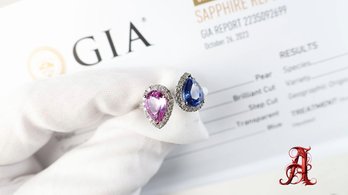 Platinum, GIA Sapphire & Diamond Ring 3.62ctw, 7.4 Grams Natural Gemstone Jewelry Diamonds