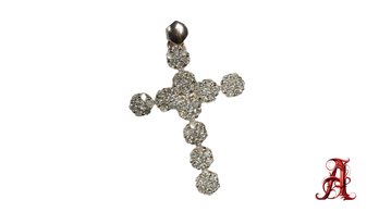 18k White Gold, Natural Diamond Cross Pendant 1.00ctw, 2.8 Grams Gemstone Jewelry Diamonds