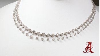 18K WHITE GOLD, NATURAL DIAMOND NECKLACE 5.00CTW, 18.1 GRAMS GEMSTONE JEWELRY TENNIS CHAIN