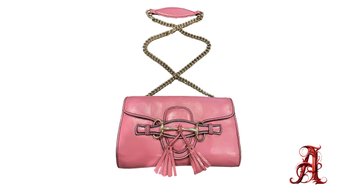 Gucci Horsebit Emily Chain Shoulder Bag Dusty Rose Pink Leather Tom Ford Authentic