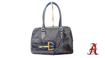Authentic Gucci Horsebit GG Guccisima Black Leather Handbag