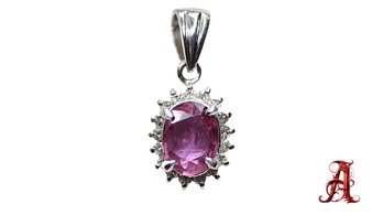 Platinum Pink Sapphire & Diamond Pendant, 0.94ctw, Natural Gemstone Precious Jewelry