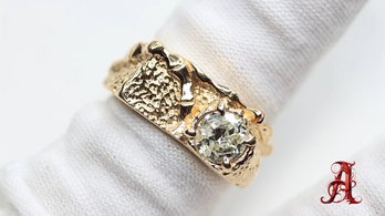14K GOLD MENS DIAMOND RING, .90ctw Natural Gemstone Precious Jewelry
