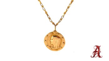 18k Gold Balfour 'god Love You' Coin Necklace 56 Grams LGB Pendant Chain