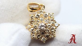 18K GOLD DIAMOND PENDANT, 1.00ctw Natural Gemstone Precious Jewelry Diamonds