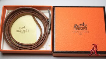 Hermes Behapi Double Tour Bracelet Choker Brown Leather Comes With Box