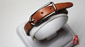 HERMES Vintage Leather Single Wrap Bracelet Belt Buckle