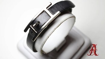 Hermes Behapi Tour Bracelet Choker Black Leather