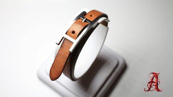 Hermes Behapi Tour Bracelet Choker Orange Leather Belt Buckle