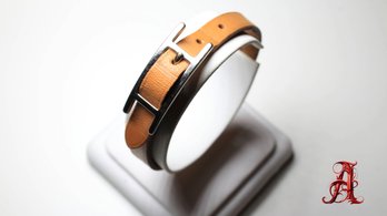 Hermes Behapi Tour Bracelet Choker Orange Leather Belt Buckle