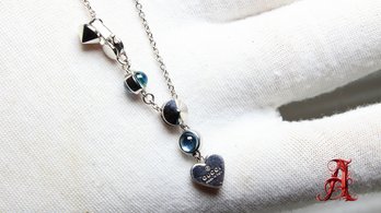 Gucci Necklace Pendant Heart Sterling Silver 925 Blue Topaz Accessories