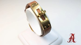 Hermes Kelly Bracelet W Engraved Leather Ladies Watch Bracelet