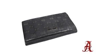 GUCCI Long Wallet Purse GG Canvas Leather Black Authentic