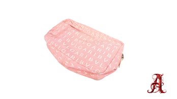 Bulgari Bvlgari Logomania Baguette Pink Cosmetic Bag Makeup Purse Authentic