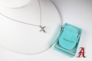 TIFFANY&CO  Sterling Silver 925 Elsa Peretti Infinity Cross Pendant Necklace Tiffany Authentic Comes With Box