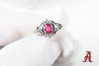 Platinum, Natural Ruby & Diamond Ring 0.70ctw, 4.1 Grams Gemstone Jewelry Diamond