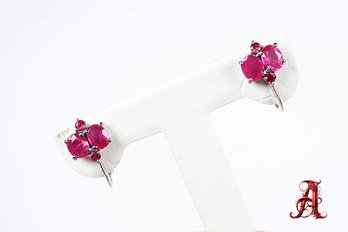 14k White Gold, Natural Ruby Earrings Apporx. 2.00ctw, 2.6 Grams Gemstone Jewelry